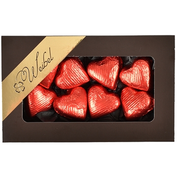Pralinéhjerter i sort æske