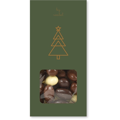 Blandede chokolademandler i grøn juleæske