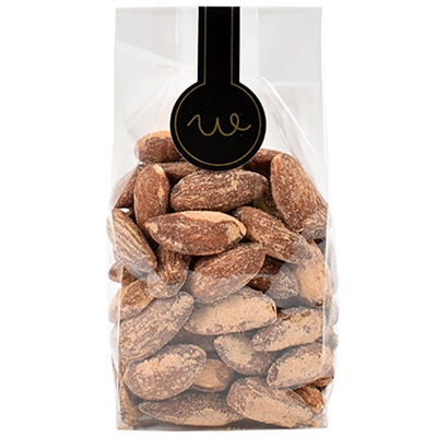 Smokey almonds i pose med lang label