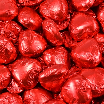 Lyse chokoladehjerter - Rød folie