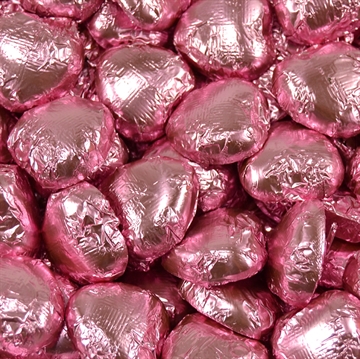Lyse chokoladehjerter - Pink folie